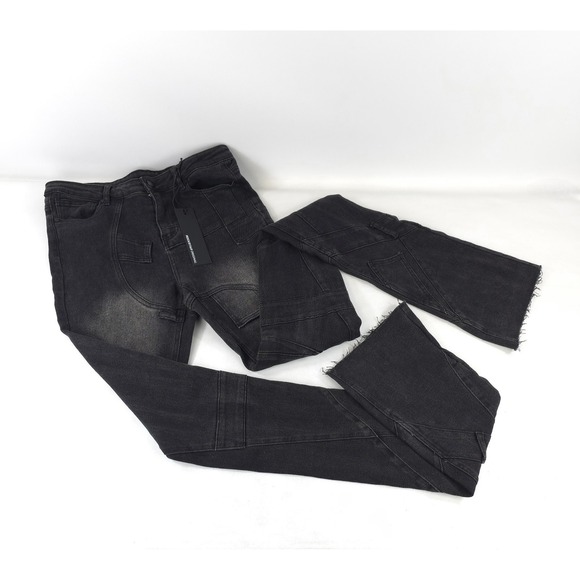 Rockstar Original Jeans XL Wynter Black Super Stacked Flare Cargo Pockets NWT - Picture 5 of 13